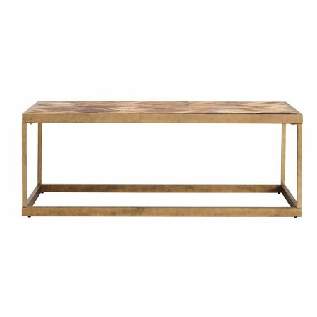 HOMEROOTS 48 in. Solid Wood & Metal Rectangular Coffee Table Natural Brown 402133